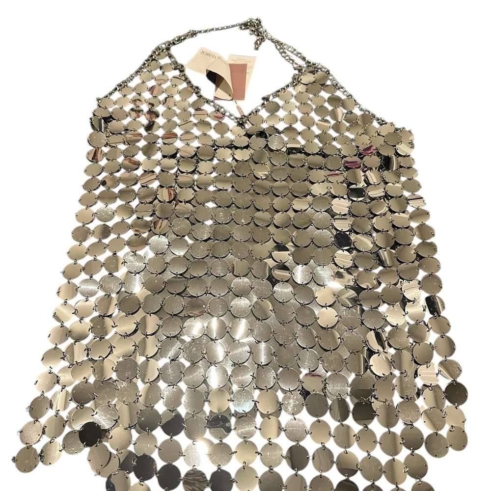 DA VEAMOR Silver Sequin Dress, NWT, size SMALL - Picture 2 of 13